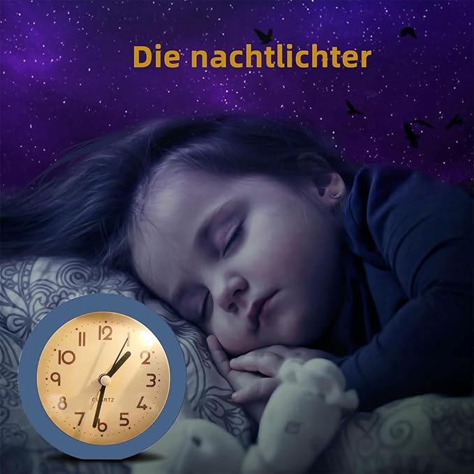 Alarm Clock with Backlight, 4.5 Inches Cute Analog Round Digital Quartz Clock - Image 4