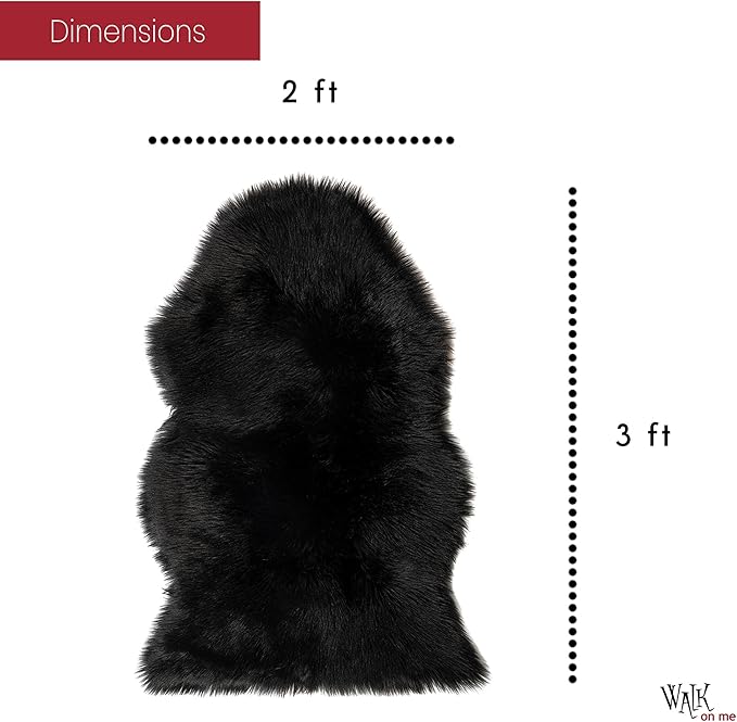 Silky Soft Faux Fur Rug, 2 ft. x 3 ft. Black Fluffy Rug, Sheepskin Area Rug - Image 2