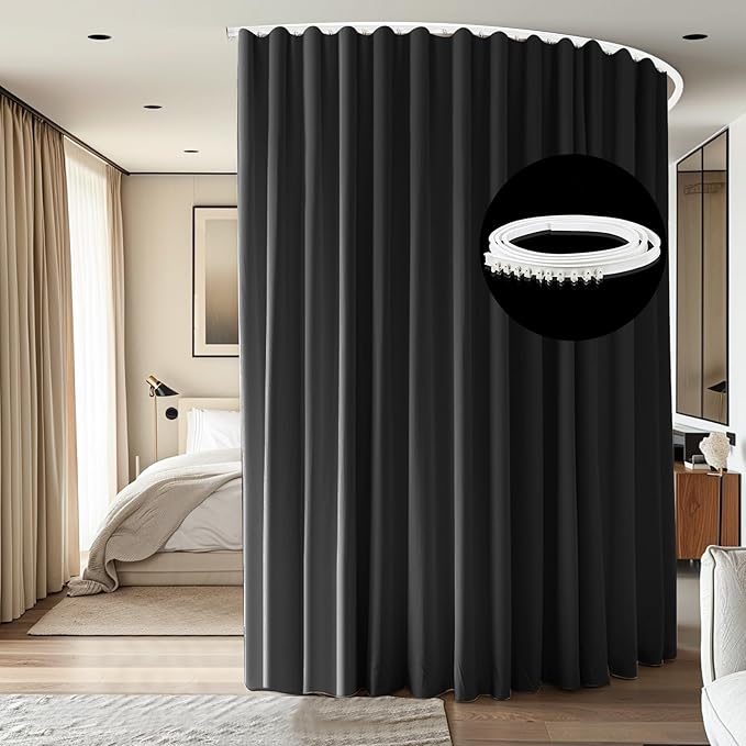 Room Divider Curtains Ceiling Mounted Track Sets Extra Wide Blackout Curtain by CBSROROHome
