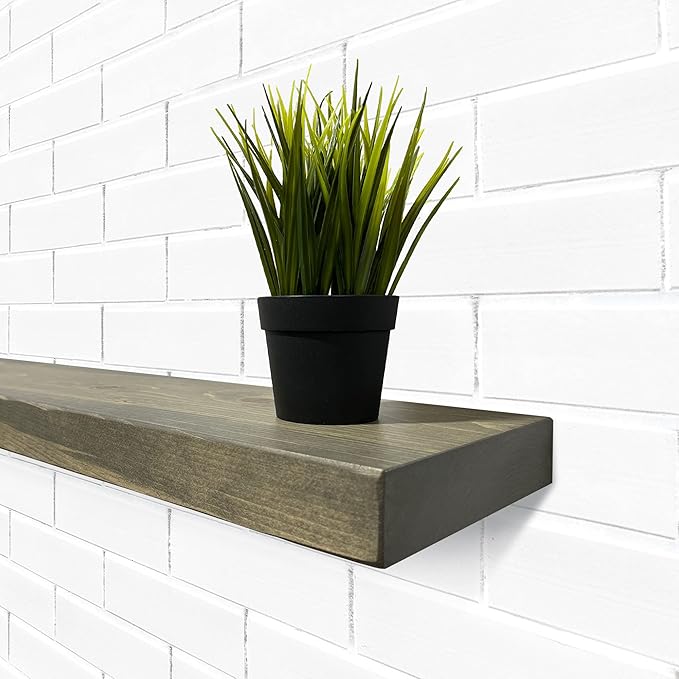 PJ DECOR URBANDI, Rustic Floating Shelves, Hidden Bracket, Solid Wood, Heavy - Image 2