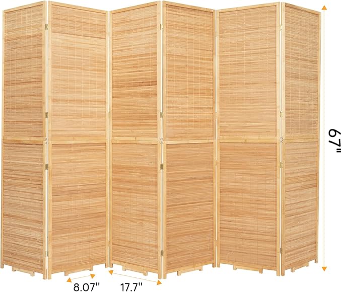 Bamboo Room Divider Folding Privacy Screens, Wall Divider - Image 6