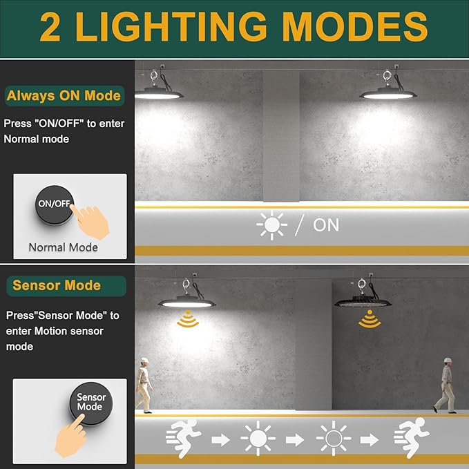 ACOHOOK Smart 350W LED High Bay Light Motion Sensor, 48000lm Commercial Bay - Image 4