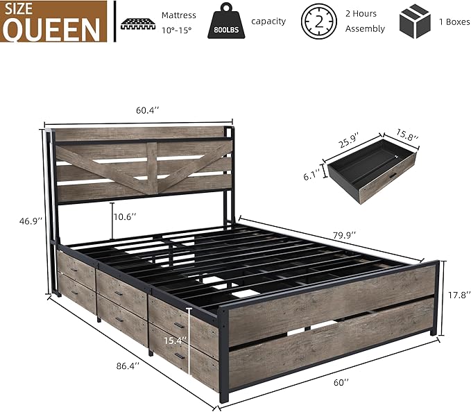 Queen Size Wooden Bed Frame - Image 2
