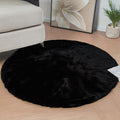 Black Round Plush Rugs for Bedroom Faux Bunny Fuzzy Washable Fur Area Rugs for by ORINOVA