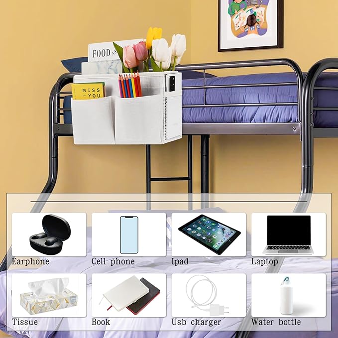 Retyion Bedside Hanging Storage Basket Headboards Bunk Beds Dorm Rooms - Image 3