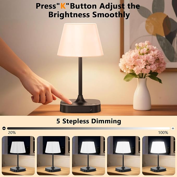Outdoor Table Lamp - 8000mAh Cordless Rechargeable Battery - Image 4