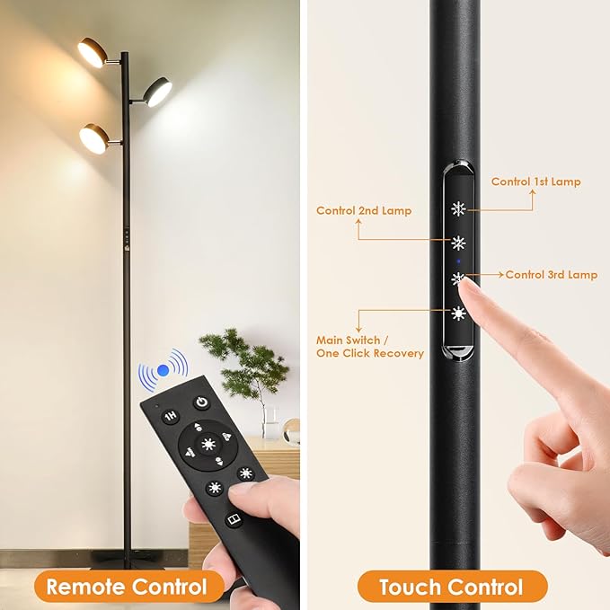 LED Tree Floor Lamp with Remote & Touch Control, 3 Heads Adjustable Dimmable - Image 5