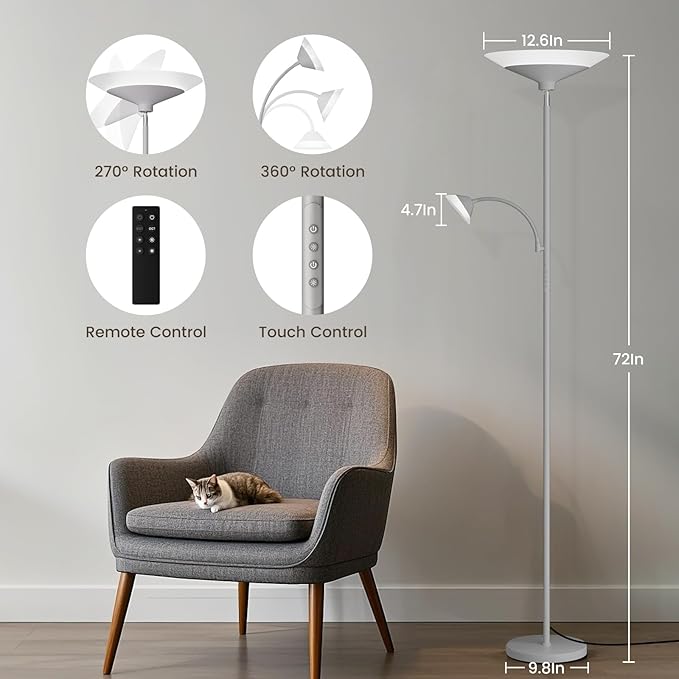 Sliver Gray Torchiere Floor Lamp - Image 2
