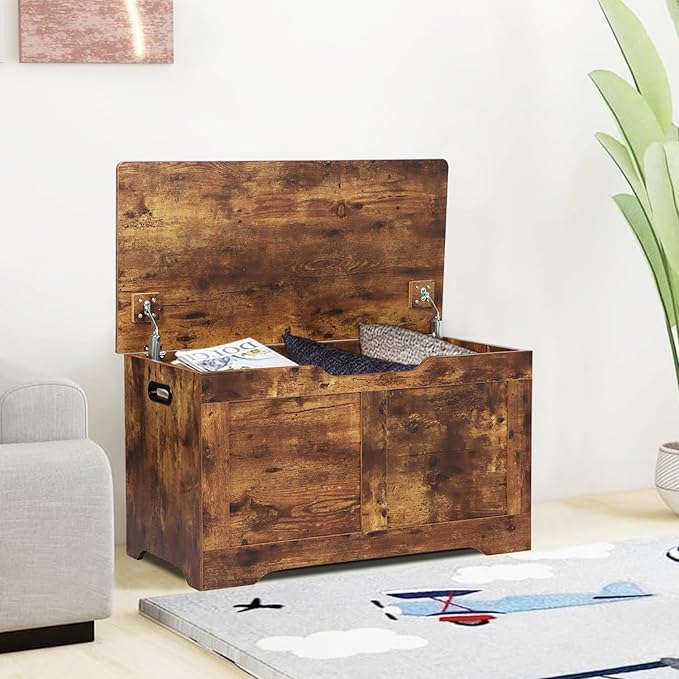 Timberer 31.5" Storage Chest, Wooden Storage Bench, Lift Top Toy Chest - Image 8