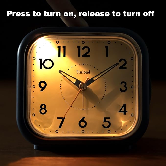 4.5" Vintage Retro Analog Alarm Clock, Super Silent Non Ticking Clock - Image 6