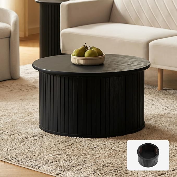 mopio Quin Tambour Round Circle Coffee Table by MopioInc