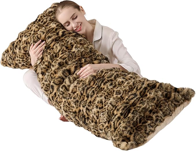 20x54 Fluffy Leopard Print Full Body Pillow, Cheetah Print Plush Fuzzy Faux Fur by Unknown