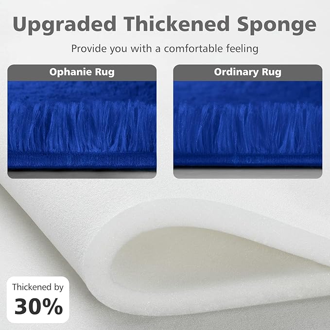 Ophanie Upgrade 4x6 Blue Rugs for Bedroom, Dark Blue Fluffy Shaggy Soft Carpet - Image 3