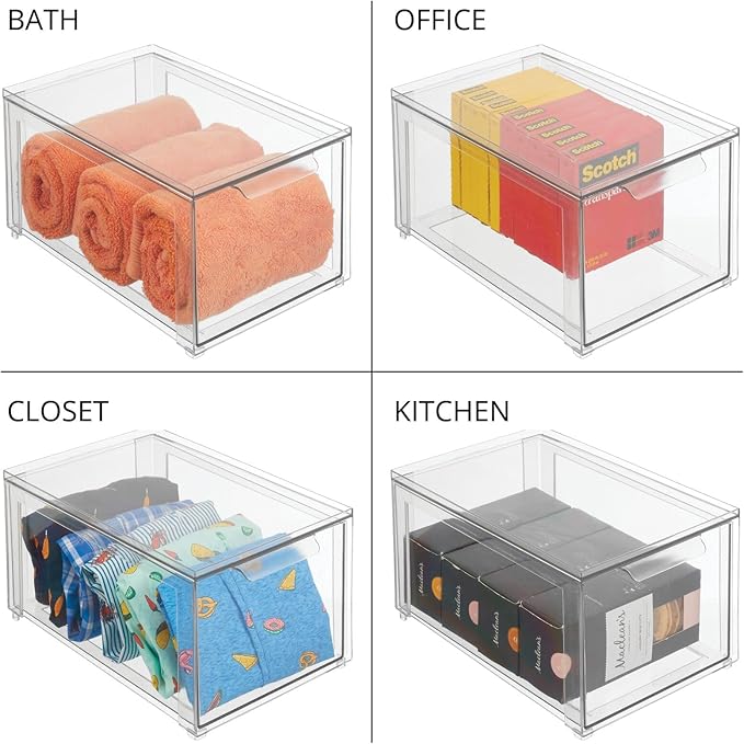 mDesign Plastic Stackable Closet Storage Organizer Bins - Image 9