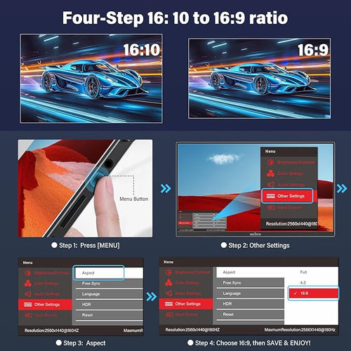 2K 180Hz Portable Gaming Monitor, 23.8" 2560x1440 QHD Fast IPS ∆E<2 100% sRGB - Image 2