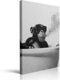 Pveror Black White Chimpanzee Wall Art Cool Monkey Canvas Artwork Modern Animal by PverorArt