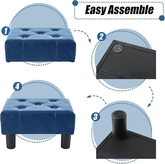 BRIAN & DANY Small Foot Stool, Leather Foot Stools - Image 5