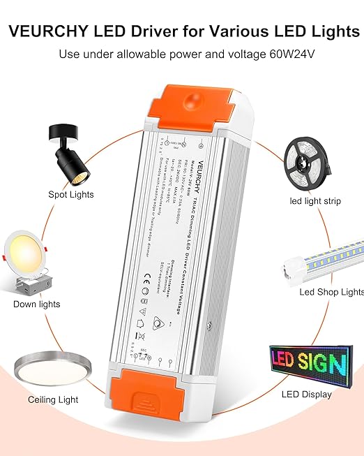 24V Dimmable LED Driver, 60 Watt Dimmable LED Power Supply AC 120V to DC 24V - Image 7