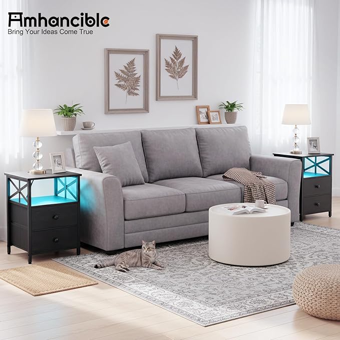 AMHANCIBLE Nightstand with Fast Charging Station, End Table Living Room with - Image 8