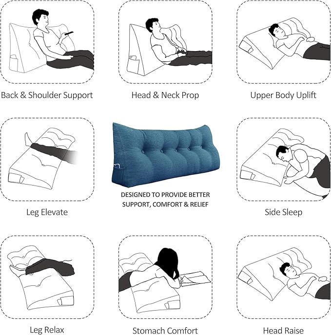 homecozy Wedge Headboard Pillow Dorm Room Reading Pillow Back Support - Image 5