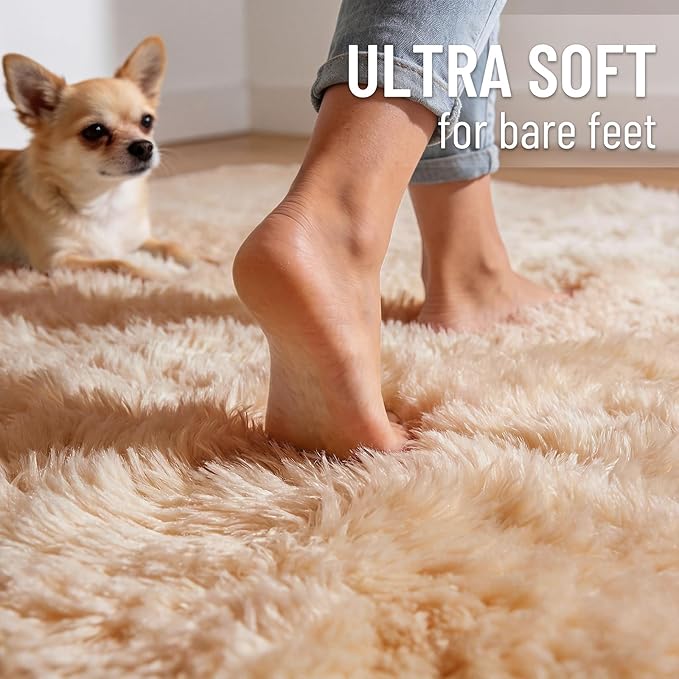 OLANLY 3x5 Machine Washable Small Bedside Rug, Soft Fluffy Shaggy Rugs - Image 4