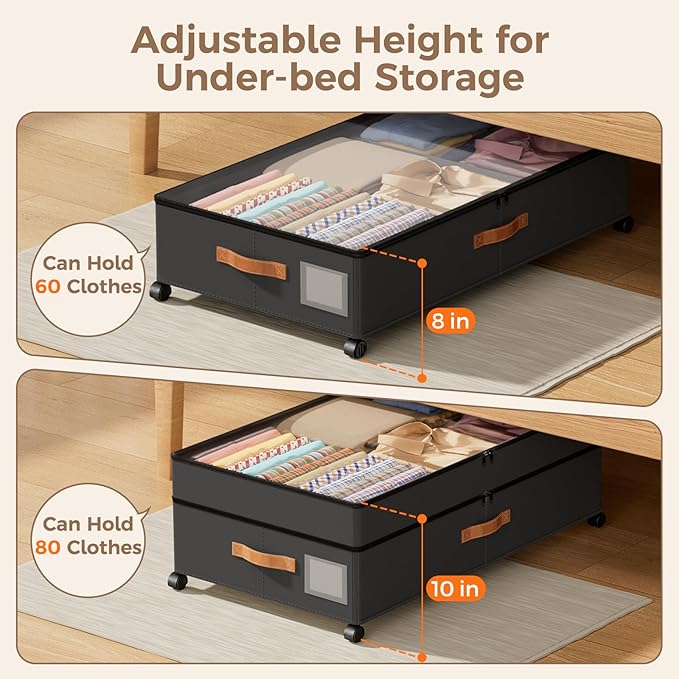 Under Bed Storage with Wheels, Large Capacity UnderBed Containers with Clear - Image 2