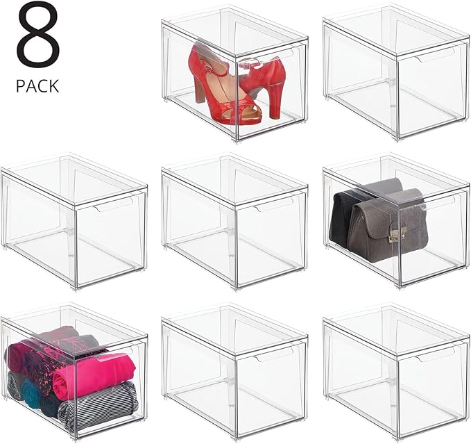 mDesign Plastic Stackable Closet Storage Organizer Bins - Image 2