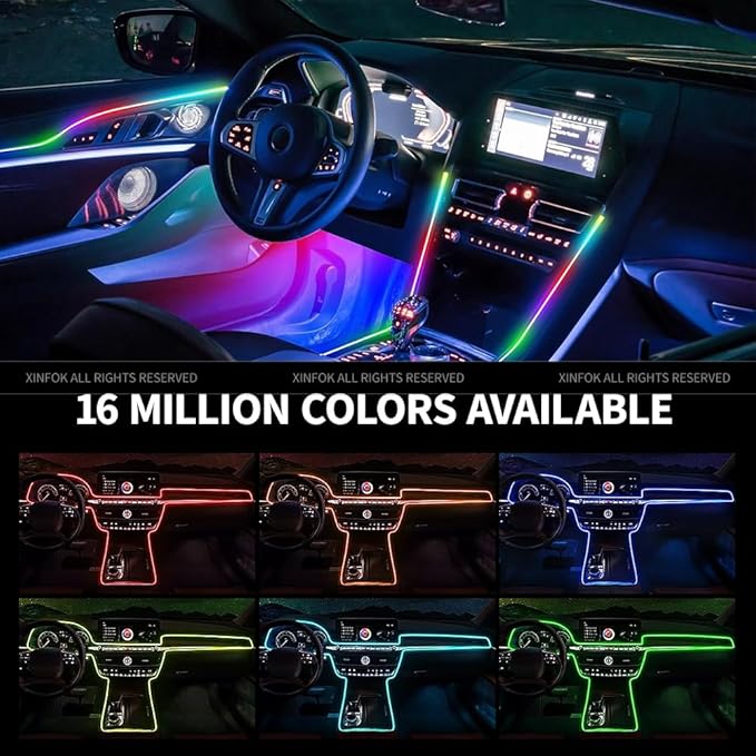 Ambient Lighting Car Led Lights Interior, 43.3’’ USB Powered Acrylic Neon - Image 6