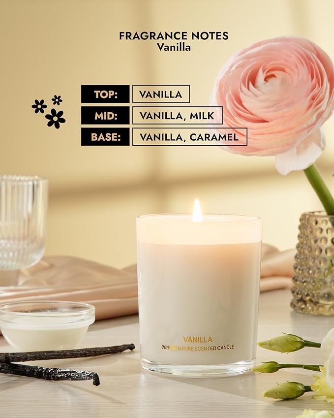 96NORTH | Pure Vanilla Candle | 100% Natural Soy Wax | One Wick Jar Candle | - Image 2