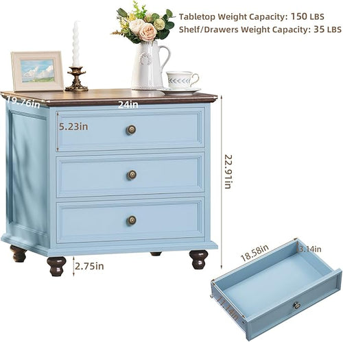 24" Wide Farmhouse Night Stand, Large End Table - Image 2