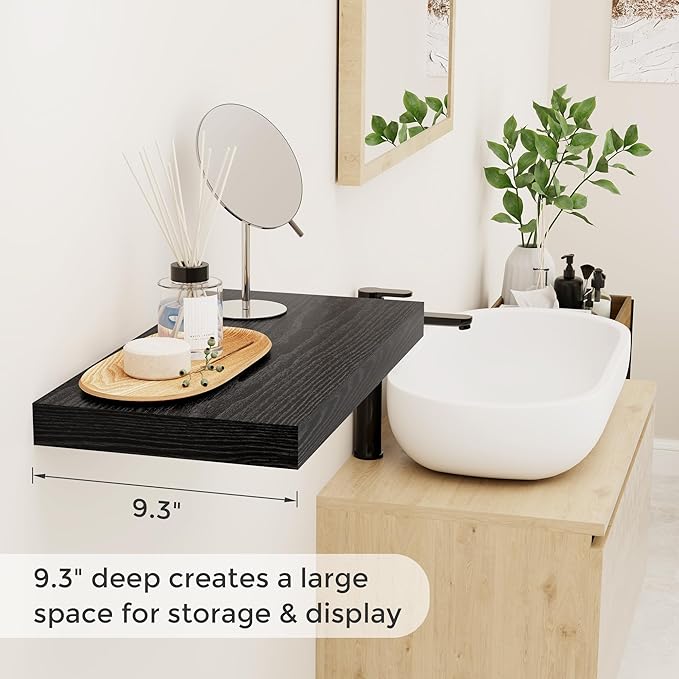 Floating Shelves 16 Inch Long, Wall-Mounted Bathroom Shelves Set of 2, 9.3 Inch - Image 4