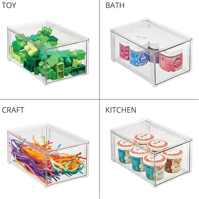 mDesign Plastic Closet Organizer Bin w/Pull Out Drawer - Image 7