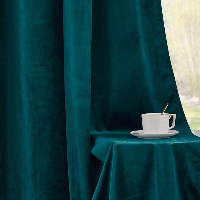 RYB HOME Velvet Curtains 90 inches Length, Back Tab & Rod Pocket Soft Fabric - Image 5