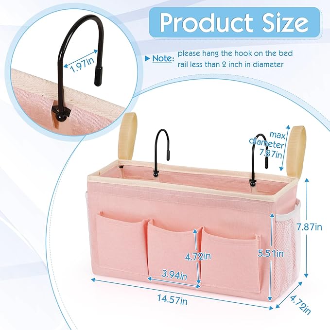 Ozzptuu Bedside Storage Caddy/Bedside Hanging Storage Bag - Image 2