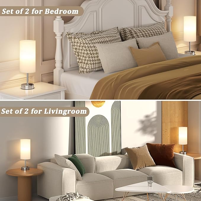 Bedside Table Lamps for Bedroom Set of 2 - Image 2