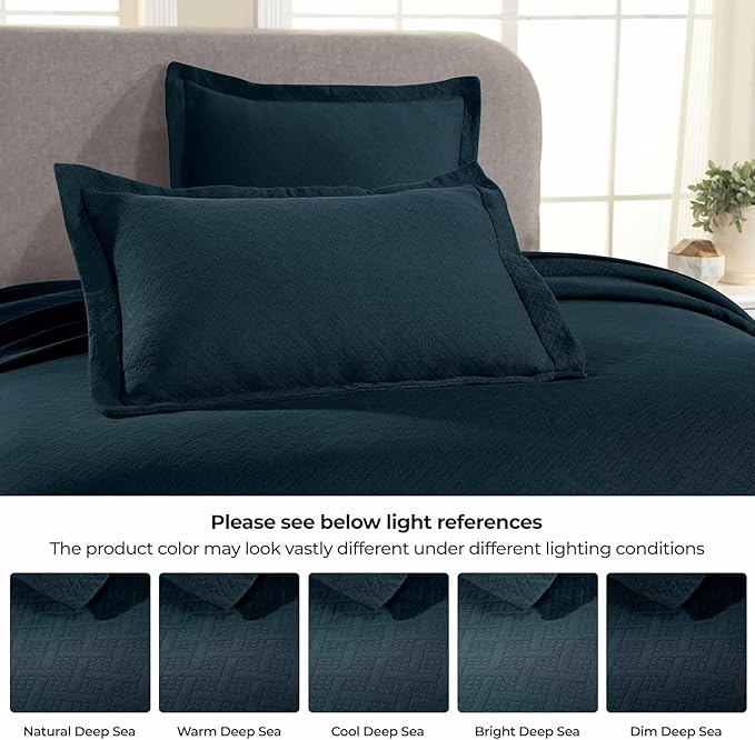 Superior 2 Piece Basketweave Cotton Bedspread Set, Home Bed Decor, Decorative - Image 7
