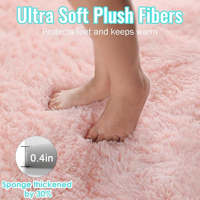 PAGISOFE Pink Fluffy Shag Machine Washable Area Rugs - Image 8