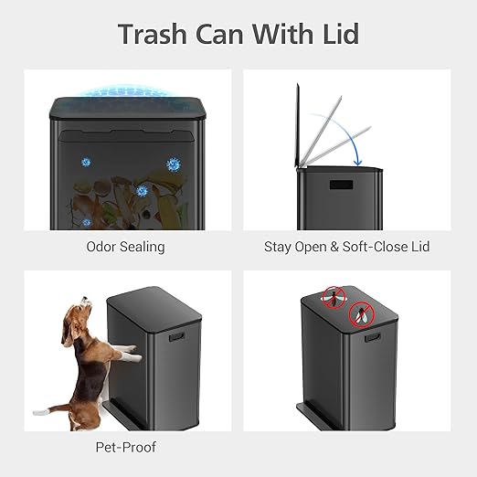 GarveeHome 60 L/16 gal Kitchen Trash Can, 2×8 gal Pedal Trash Bin - Image 4