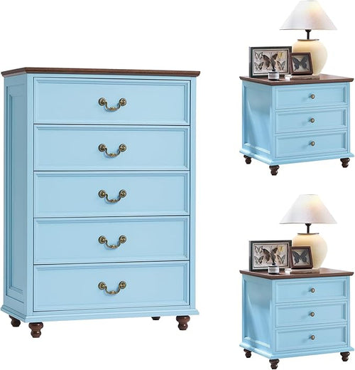 24" Wide Farmhouse Nightstand Set of 2, Farmhouse Furniture Series by Joaxswe