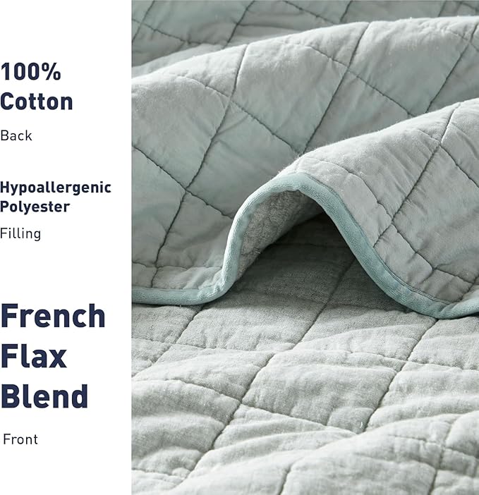 Hyde Lane Luxury Linen Quilt Set King Size, European Flax Cotton Blend Bedding - Image 7