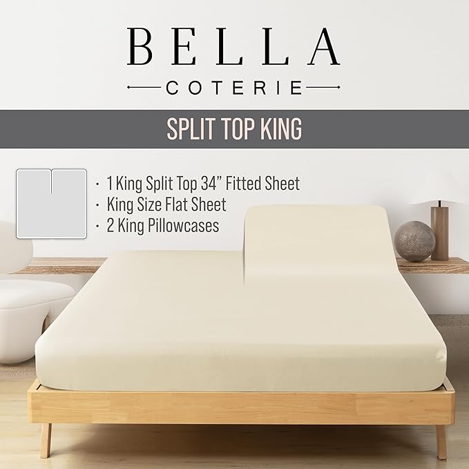 Bella Coterie Luxury Bamboo Viscose 34” Split Top King Size Sheet Set | 1 - Image 2