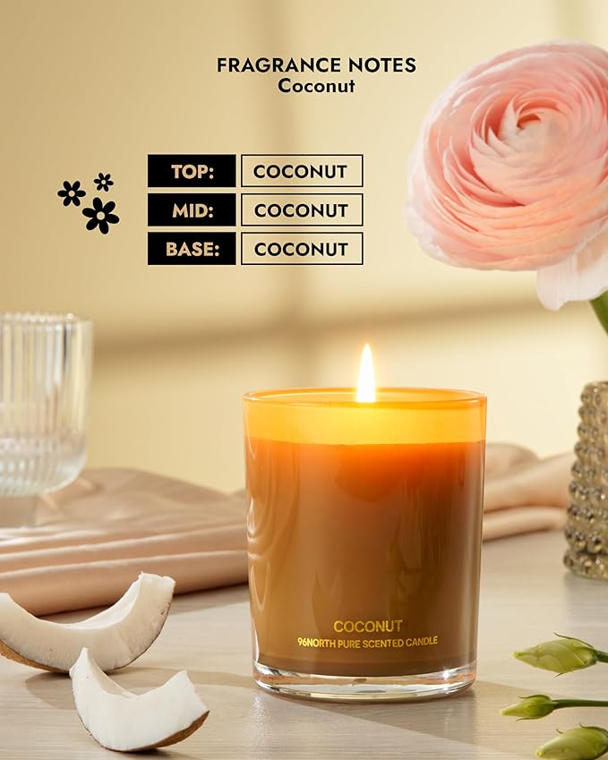 96NORTH | Pure Coconut Candle | 100% Natural Soy Wax | One Wick Jar Candle | - Image 2