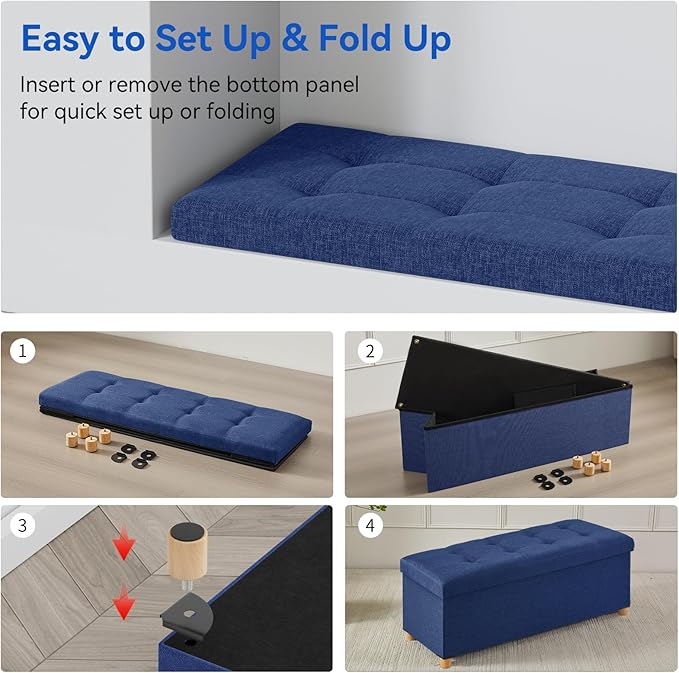 BRIAN & DANY 43 Inches Folding Storage Ottoman Bench, Ottoman - Image 5