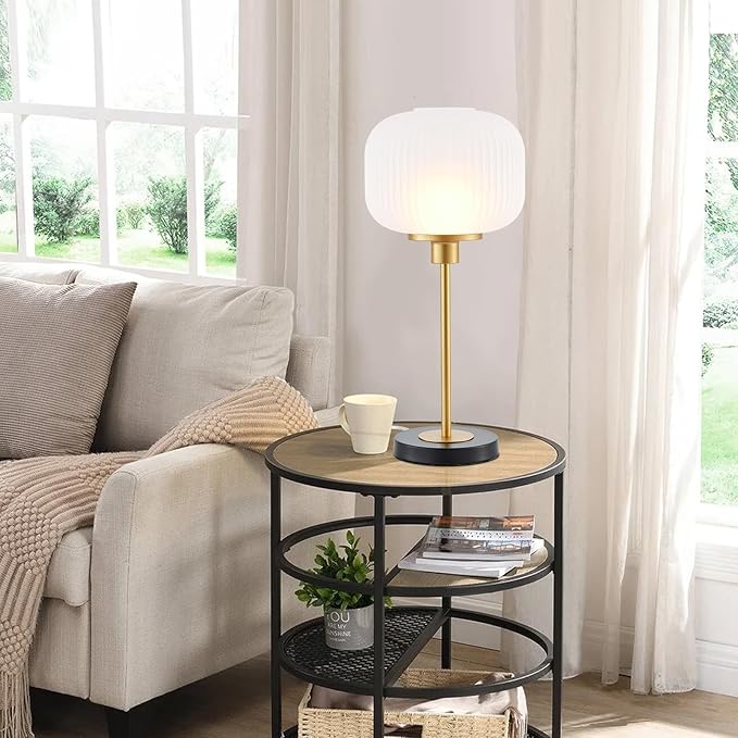 Industrial Table Lamps with Unique Glass Shade, Vintage Bedside Lamps - Image 6