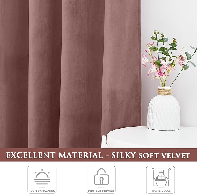 StangH Wild Rose Pink Curtains for Kids Bedroom, Elegant Soft Velvet Room - Image 5