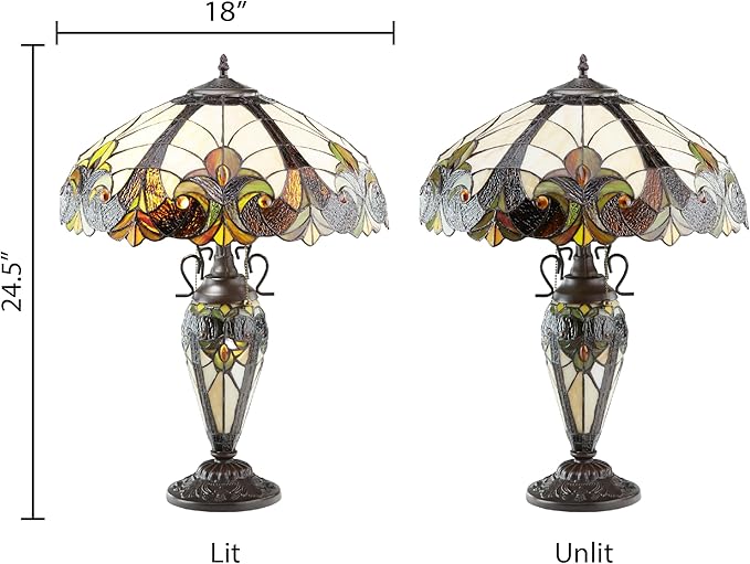 RIVER OF GOODS - Stained Glass Halston Double Lit Table Lamp - 24.5" H - - Image 4