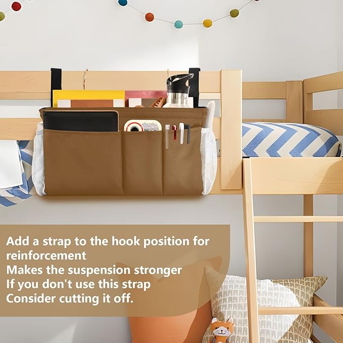 KOPIRIT Brown Bedside Caddy Storage Bag Bedside Organizer - Image 6