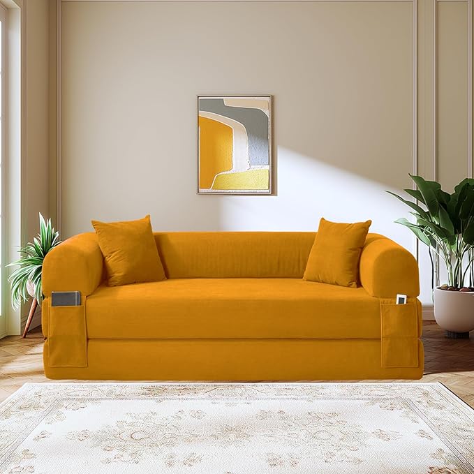 80" Convertible Sofa Bed, Corduroy Folding Sleeper Sofa Bed Queen - Image 2