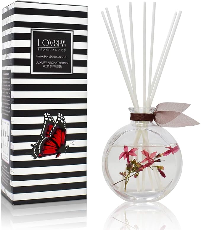 LOVSPA Reed Diffuser Set, Hawaiian Sandalwood Scented Oil Diffuser by LOVSPA
