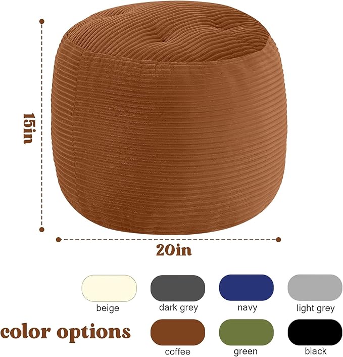 MeMoreCool Stuffed Round Pouf Ottoman Foot Rest, Floor Pouf Foot Stool - Image 3